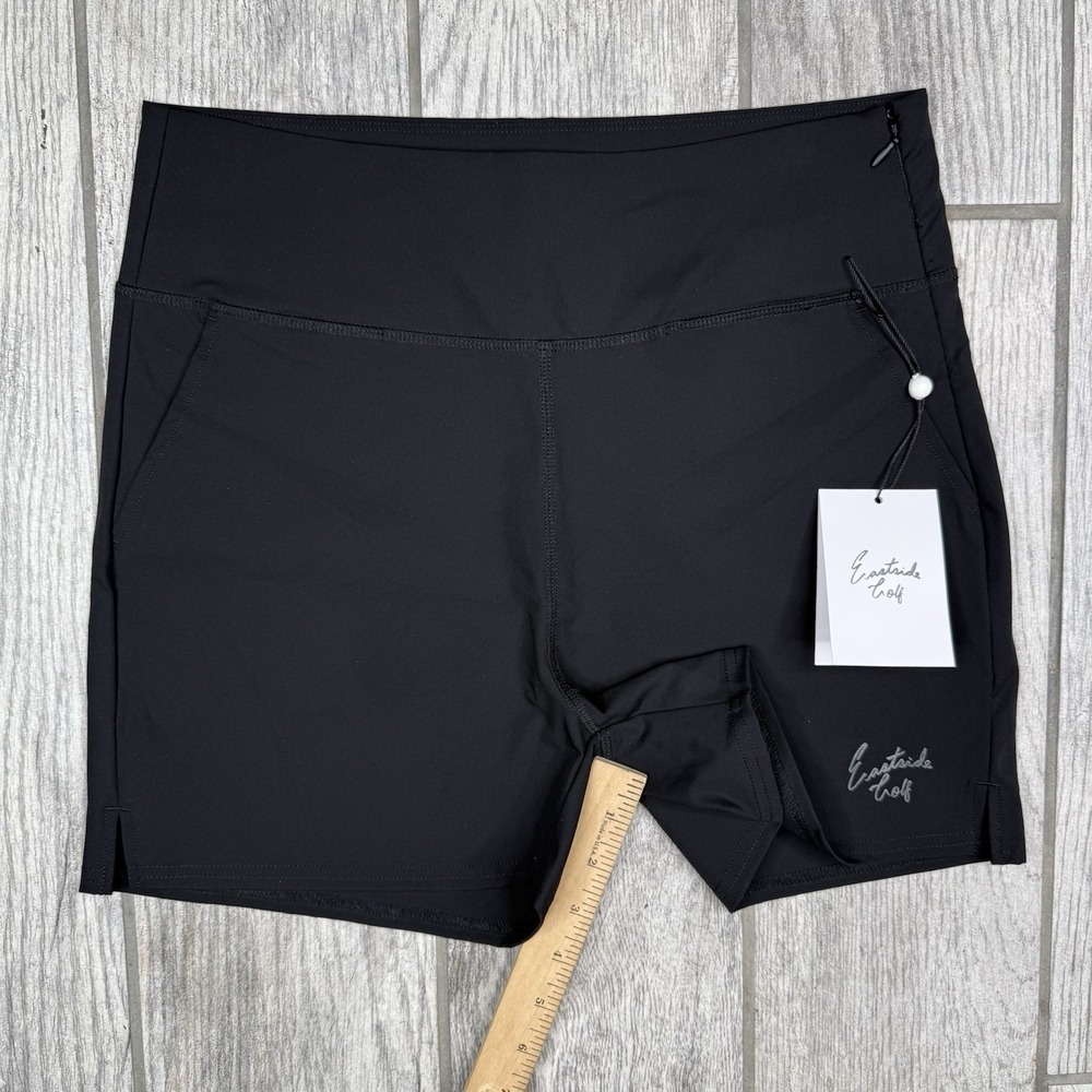 Eastside Golf Hi Waist Active Shorts NWT Logo Gym Womens Pockets Black EGWS5015 - Picture 9 of 9